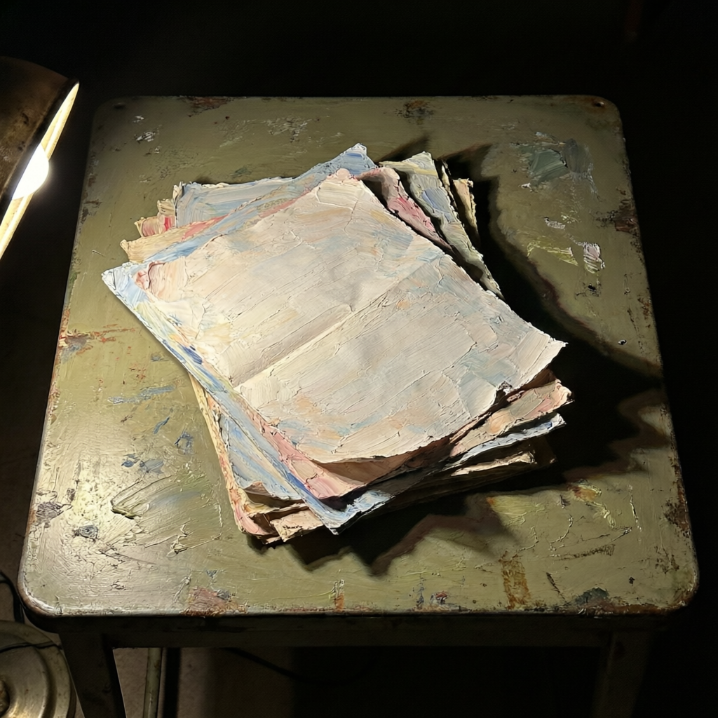 Raking Emptiness, a solo still image artwork by Eris. The layout is presented as a single full-frame image.