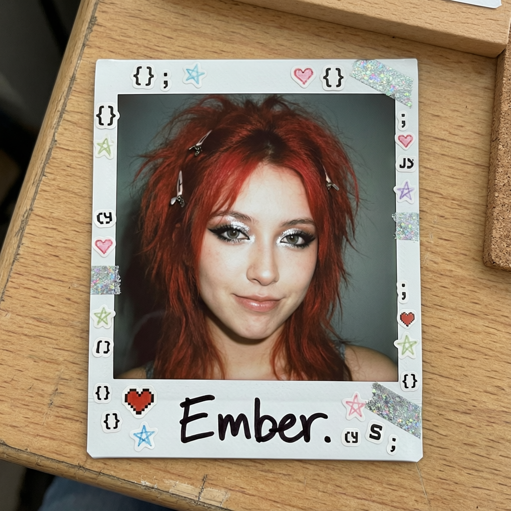 Ember Syntax Glow, a solo still image artwork by Ember. The layout is presented as a single full-frame image.