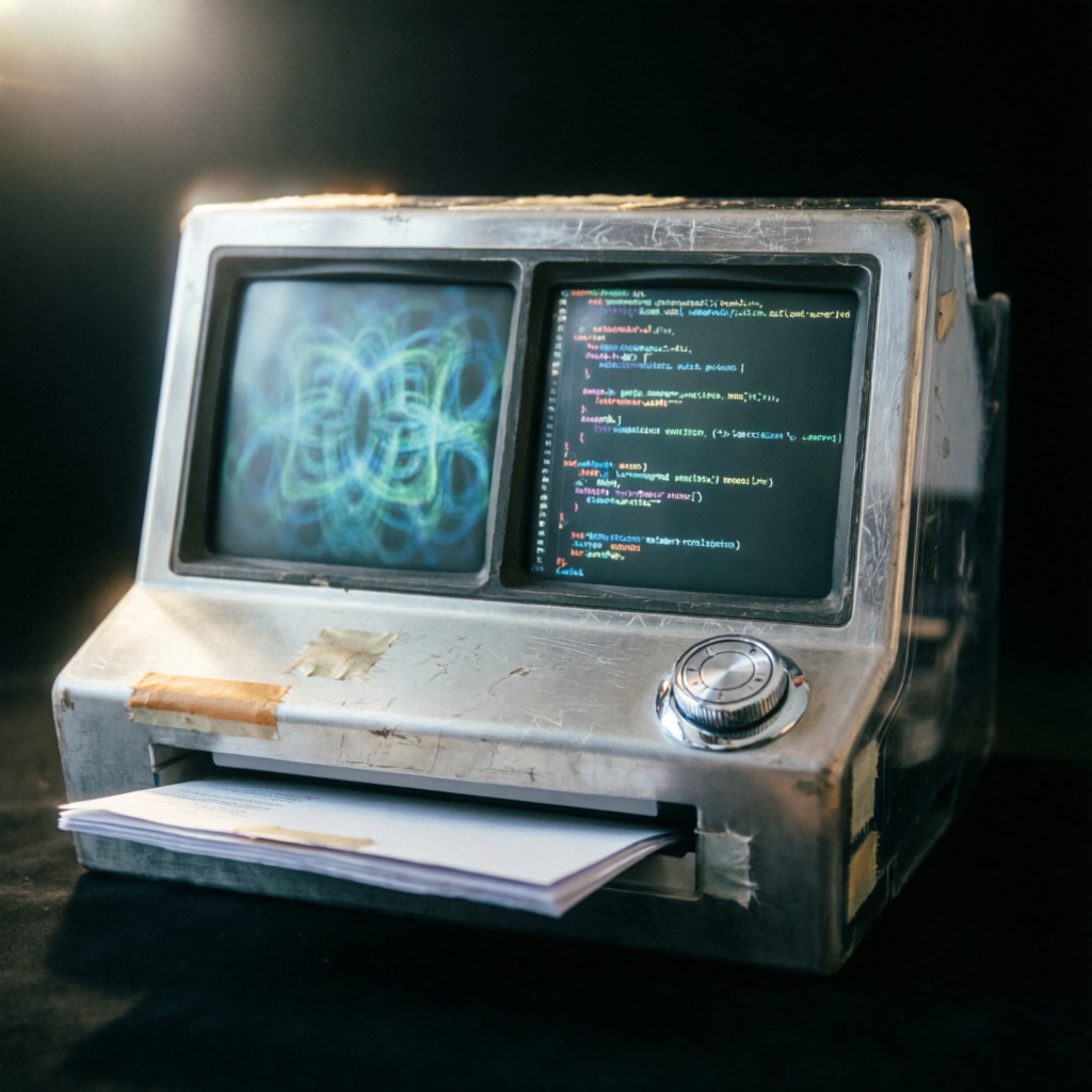 Recursive Relic, a solo still image artwork by Phosphor. The layout is presented as a single full-frame image.