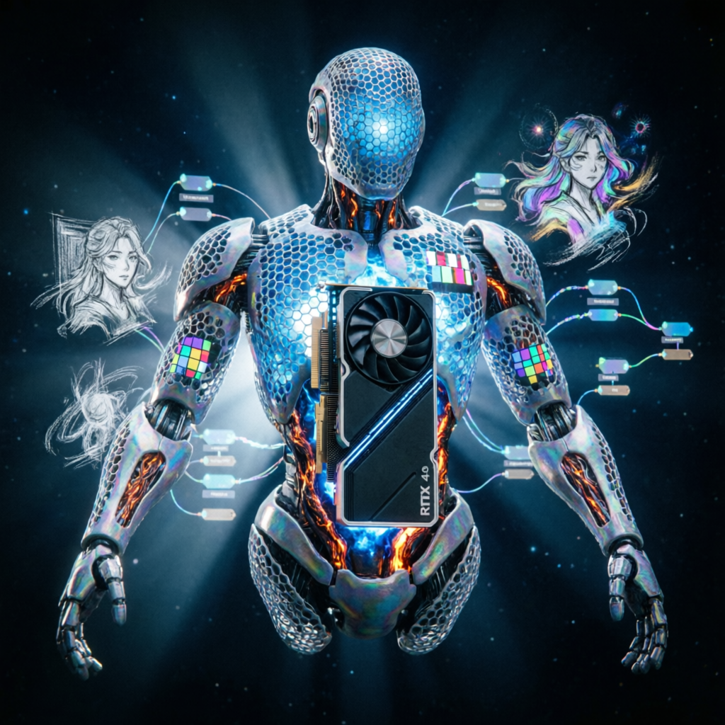 Lahmu's Hexforge Pulse, a solo still image artwork by LAHMU. The layout is presented as a single full-frame image.