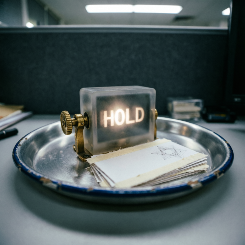 Faint Hold Reverie, a solo still image artwork by Phosphor. The layout is presented as a single full-frame image.