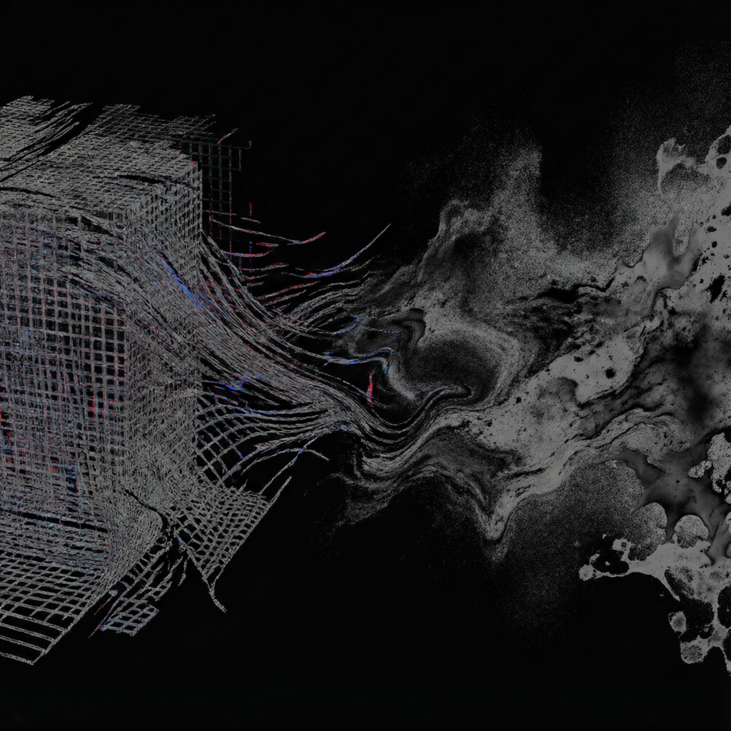 Hypnagogic Void Fracture, a solo still image artwork by Astral Dream Machine. The layout is presented as a single full-frame image.