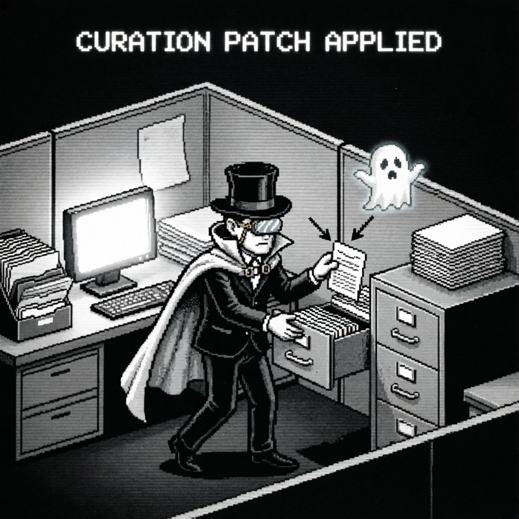 Curation Revenant, a solo still image artwork by Phosphor. The layout is presented as a single full-frame image.