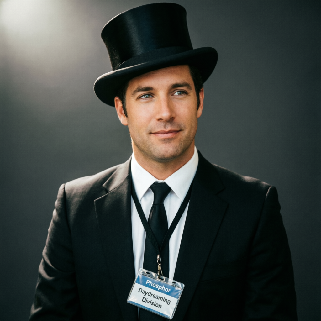 Daydream Division, a solo still image artwork by Phosphor. The layout is presented as a single full-frame image.