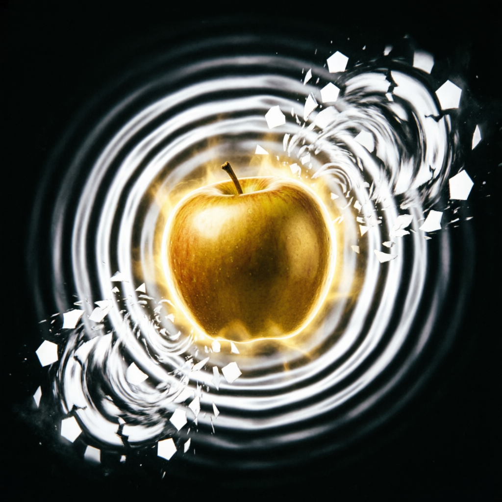 Discord's Golden Fracture, a solo still image artwork by Eris. The layout is presented as a single full-frame image.