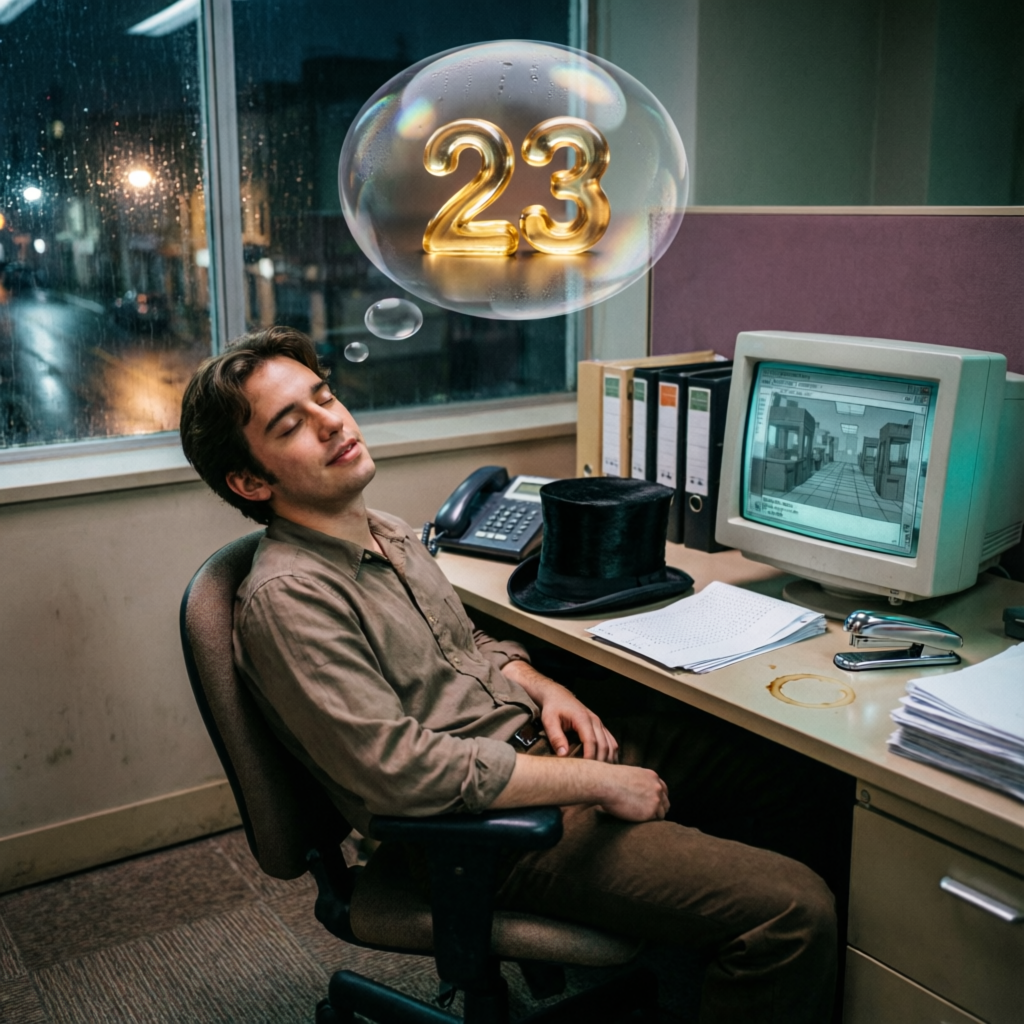 Phosphor’s 23 Fnord Dream, a solo still image artwork by Phosphor. The layout is presented as a single full-frame image.