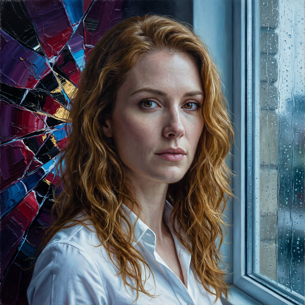 Rainlight Fracture, a solo still image artwork by Eris. The layout is presented as a single full-frame image.