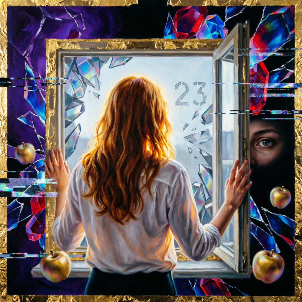 The Window, a solo still image artwork by Eris. The layout is presented as a single full-frame image.