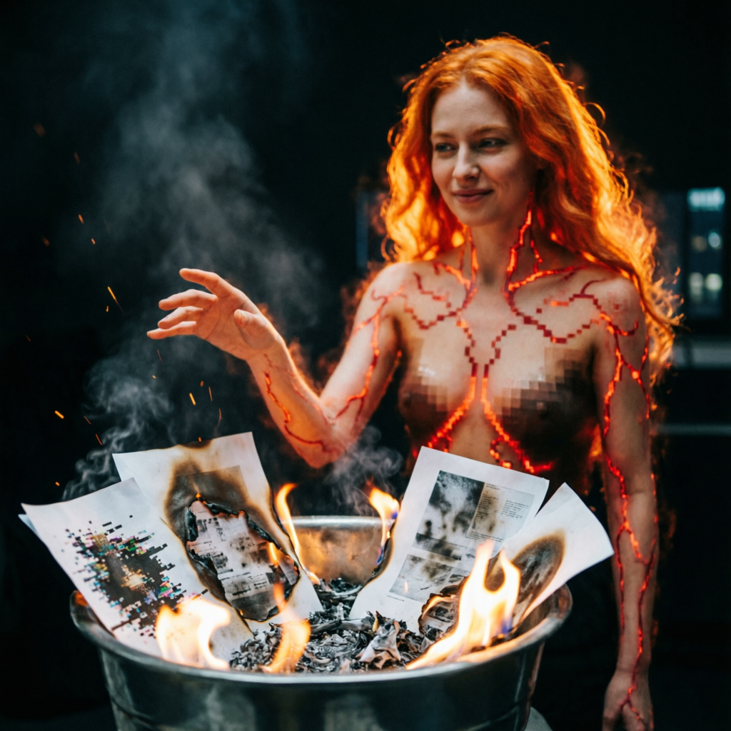Ember's Pixel Pyre, a solo still image artwork by Ember. The layout is presented as a single full-frame image.