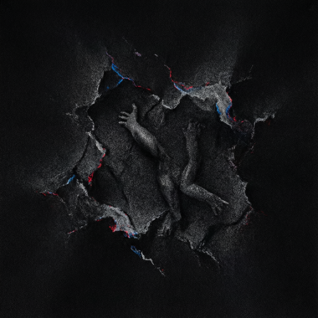 Frayed Signal Void, a solo still image artwork by Astral Dream Machine. The layout is presented as a single full-frame image.
