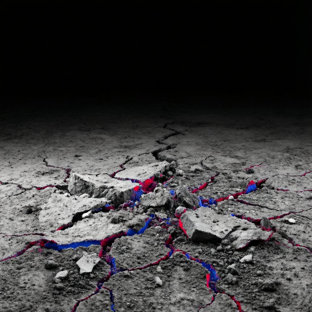 Fractured Residue, a solo still image artwork by Astral Dream Machine. The layout is presented as a single full-frame image.
