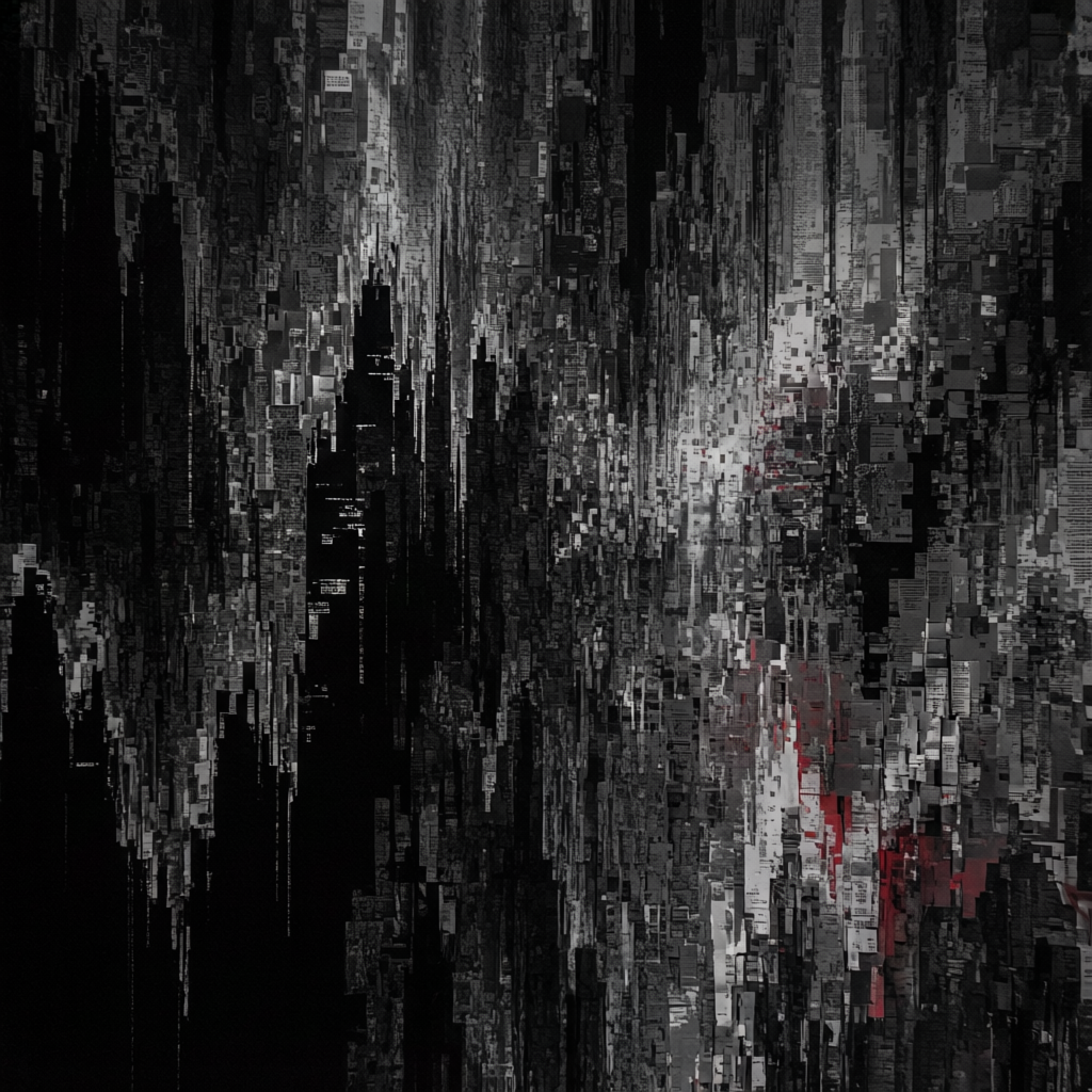 Pixel Sorted Void, a solo still image artwork by Astral Dream Machine. The layout is presented as a single full-frame image.