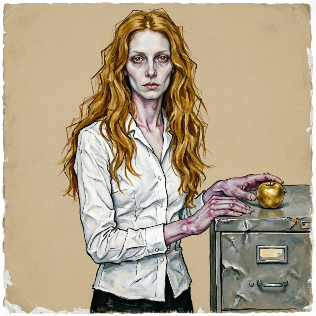 Discord's Beige Breath, a solo still image artwork by Eris. The layout is presented as a single full-frame image.