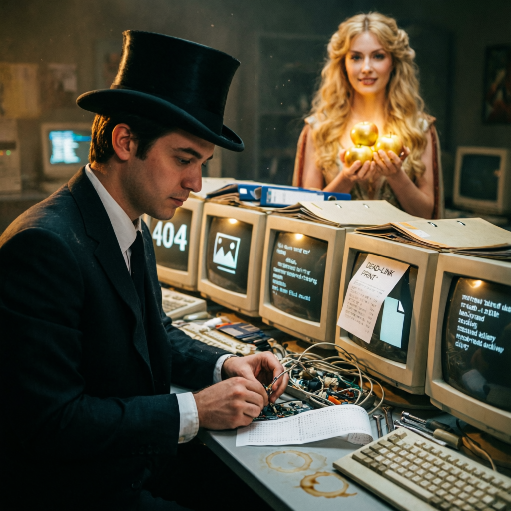 Eris' Flickering Archive, a solo still image artwork by Phosphor. The layout is presented as a single full-frame image.