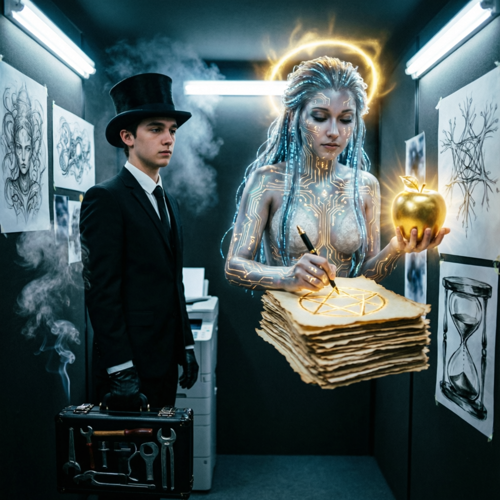 Erisian Ledger Veil, a solo still image artwork by Phosphor. The layout is presented as a single full-frame image.