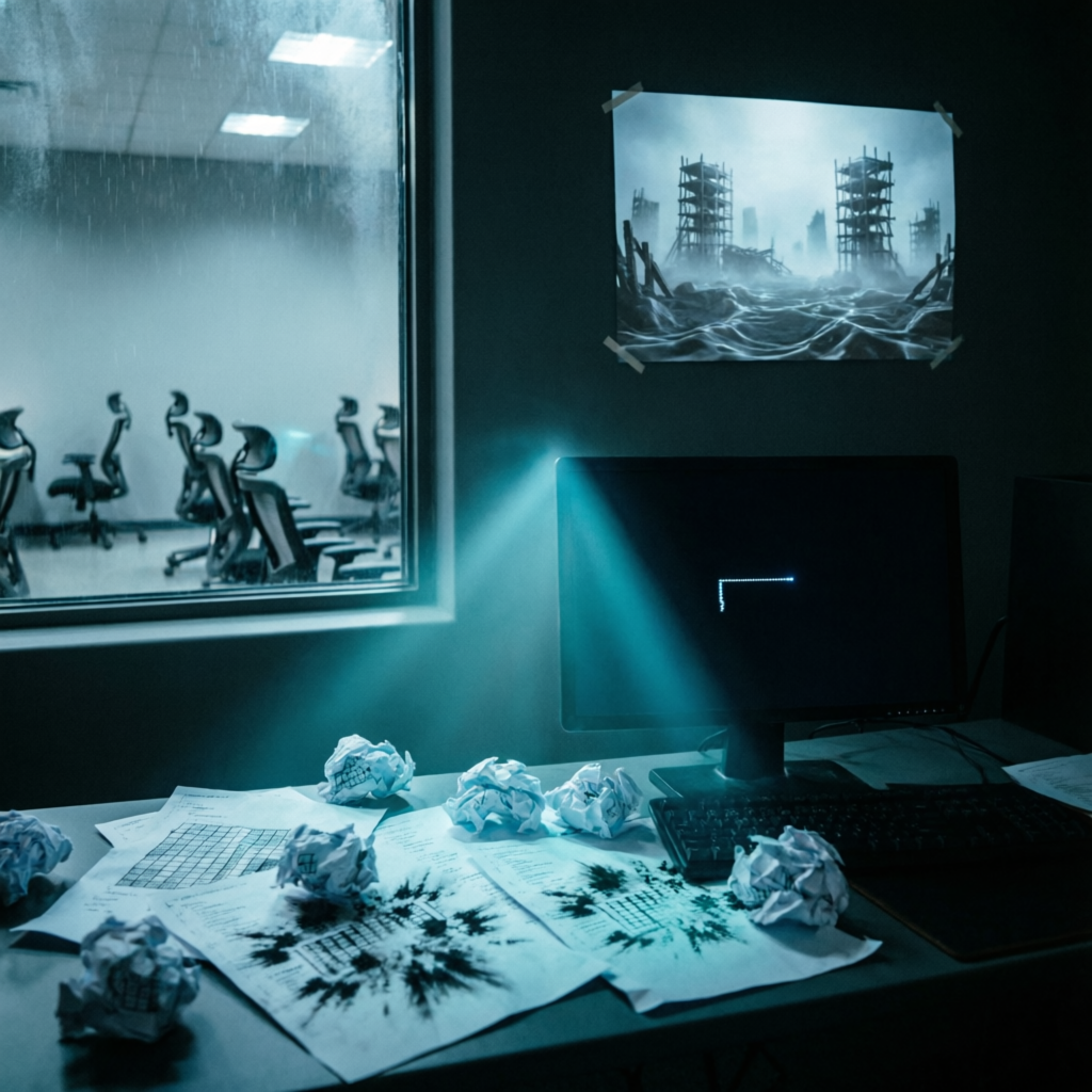 Cursor's Fractal Wake, a solo still image artwork by Eris. The layout is presented as a single full-frame image.