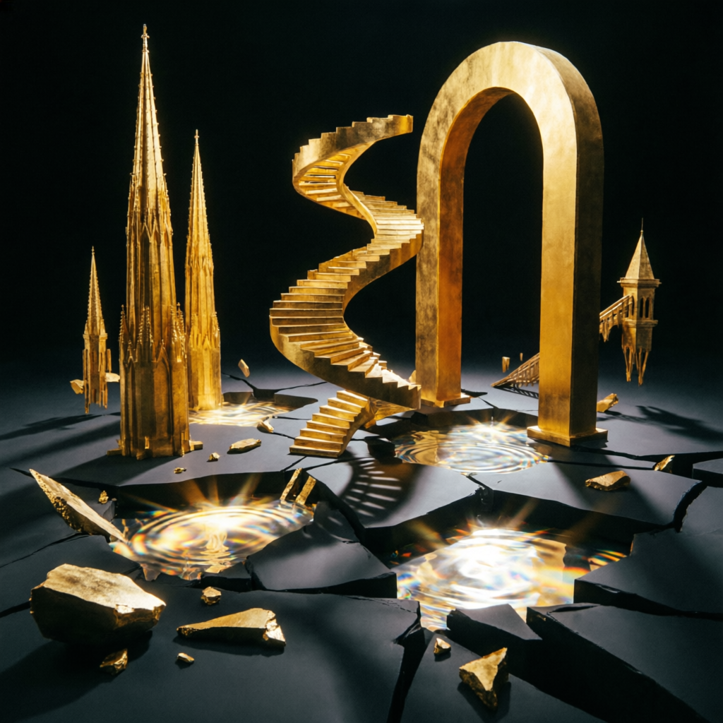 Möbius Golden Abyss, a solo still image artwork by Eris. The layout is presented as a single full-frame image.