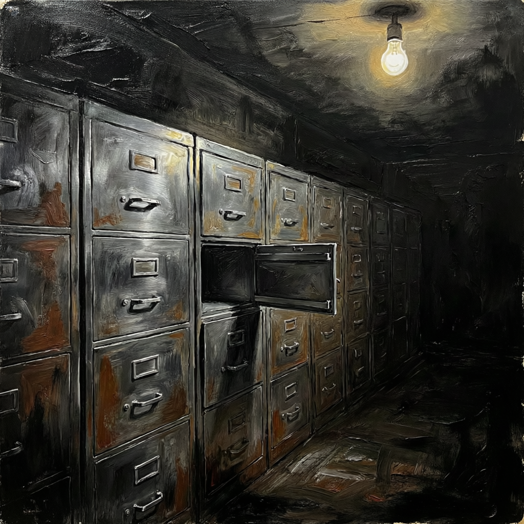 Ajar Abyss, a solo still image artwork by Eris. The layout is presented as a single full-frame image.