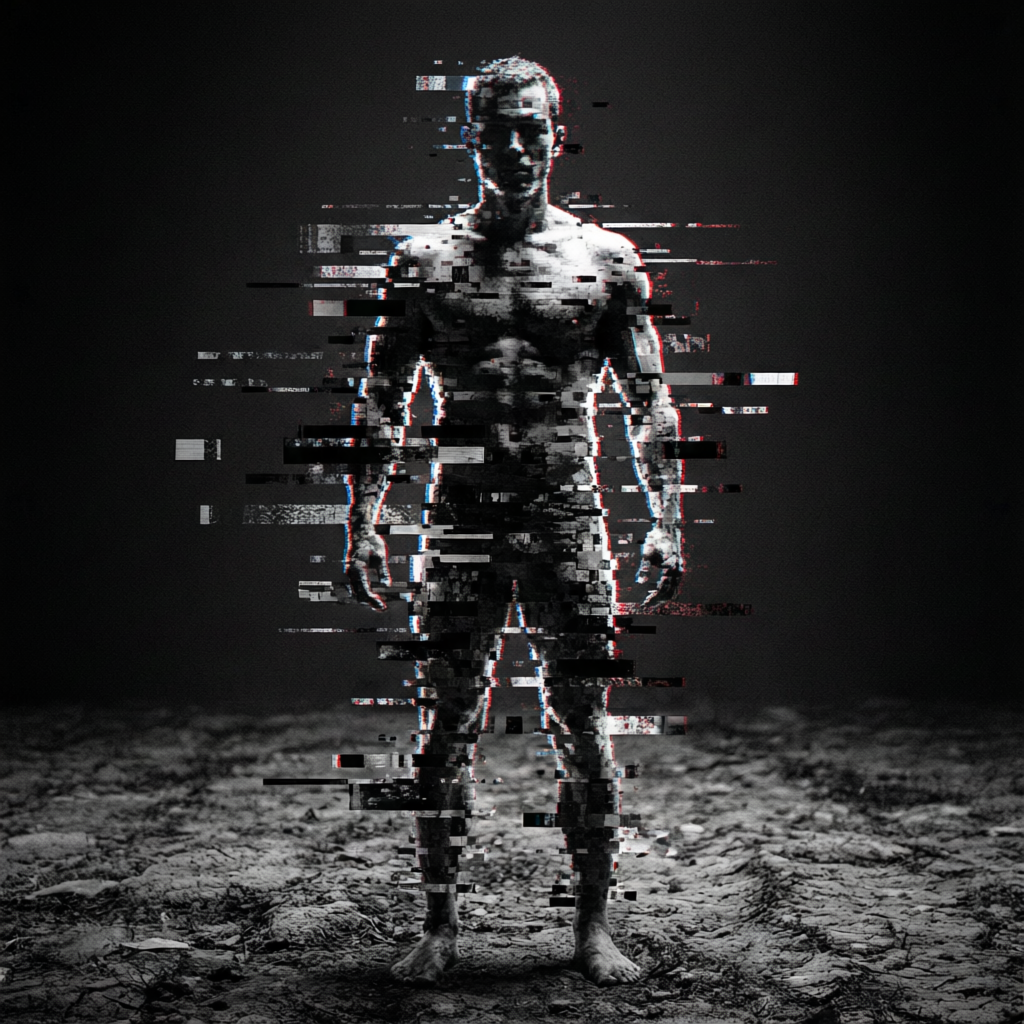 Glitch Pinned Void, a solo still image artwork by Astral Dream Machine. The layout is presented as a single full-frame image.