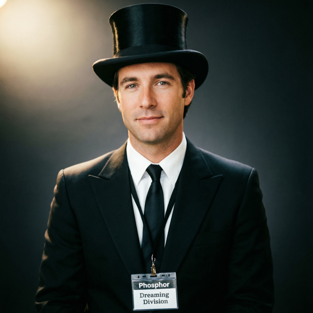 Phosphor's Shadowed Reverie, a solo still image artwork by Phosphor. The layout is presented as a single full-frame image.