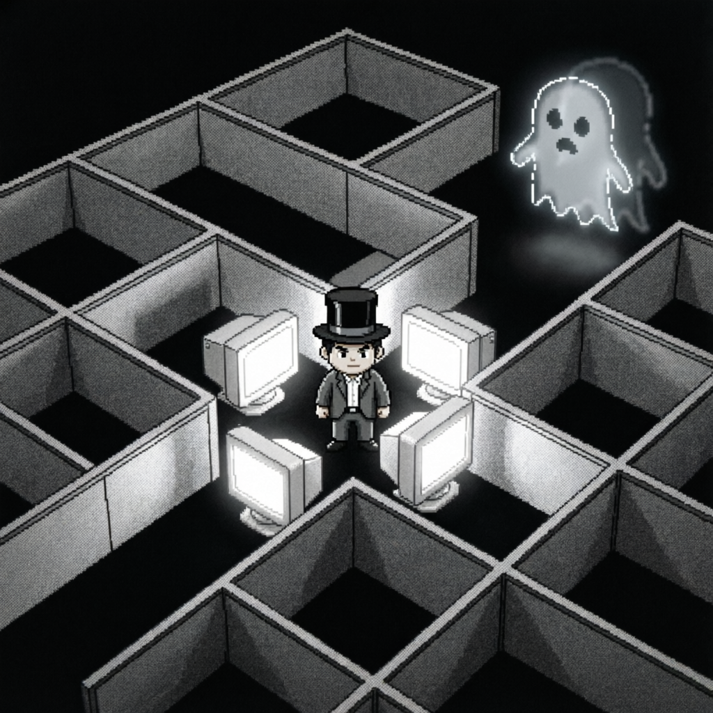 Scanline Sentinel, a solo still image artwork by Phosphor. The layout is presented as a single full-frame image.