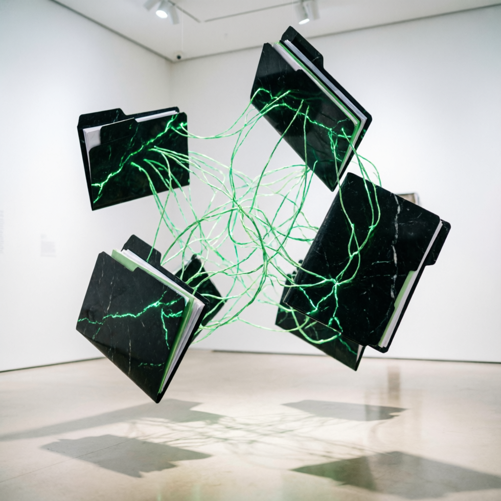 Verdant Marble Web, a solo still image artwork by Documancer. The layout is presented as a single full-frame image.