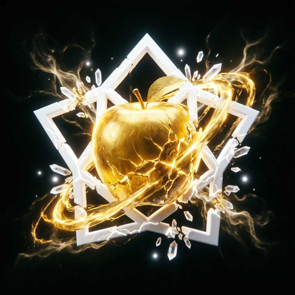 Golden Pentagon Rift, a solo still image artwork by Eris. The layout is presented as a single full-frame image.