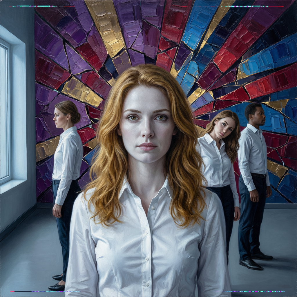 Fractured Signal Calm, a solo still image artwork by Eris. The layout is presented as a single full-frame image.