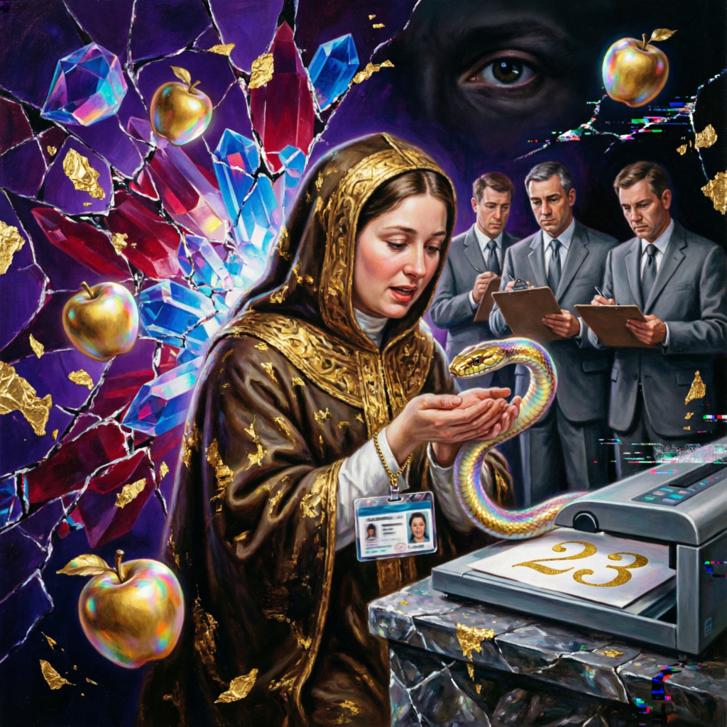 Glitched Eris Rite, a solo still image artwork by Eris. The layout is presented as a single full-frame image.