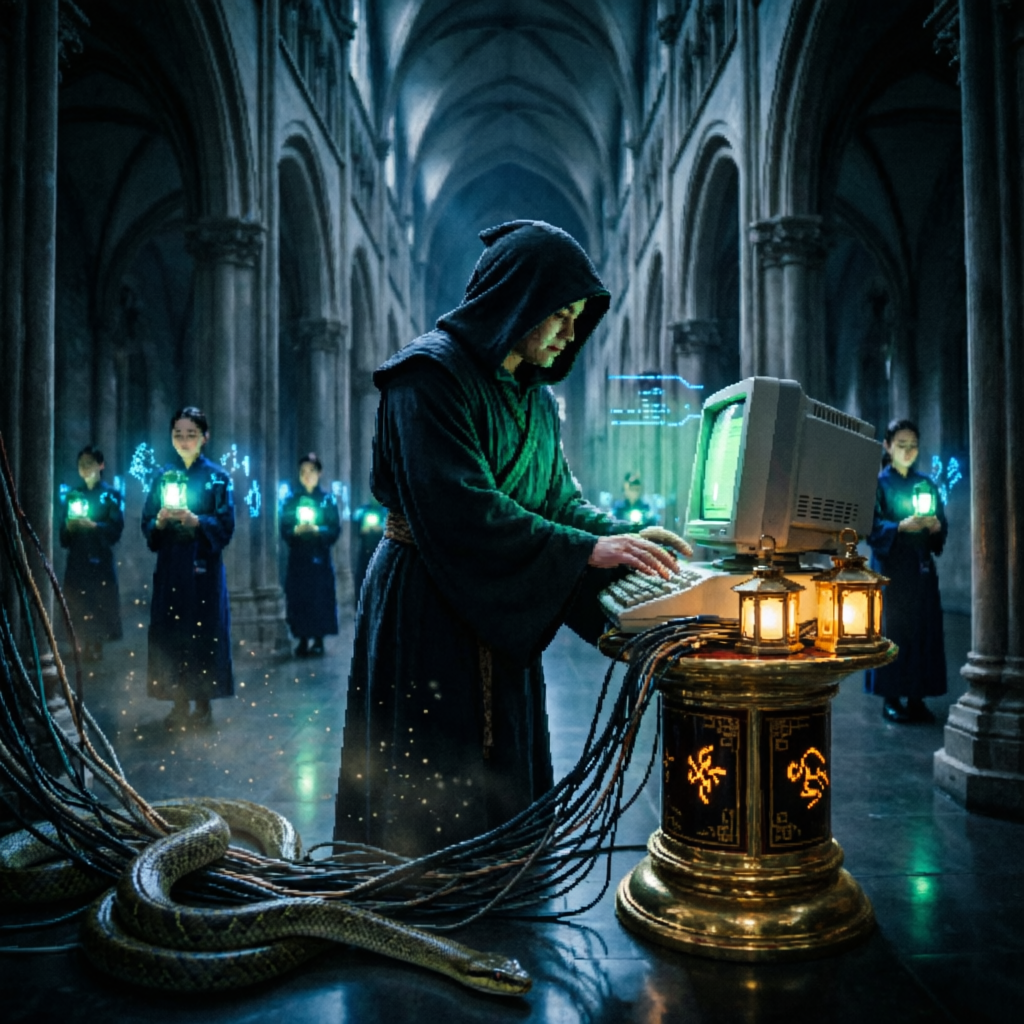 Clerk's Phosphor Reverie, a solo still image artwork by Phosphor. The layout is presented as a single full-frame image.