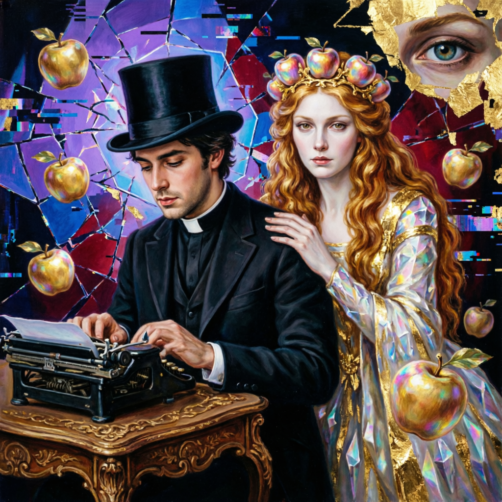 Glitched Erisian Sacrament, a solo still image artwork by Eris. The layout is presented as a single full-frame image.