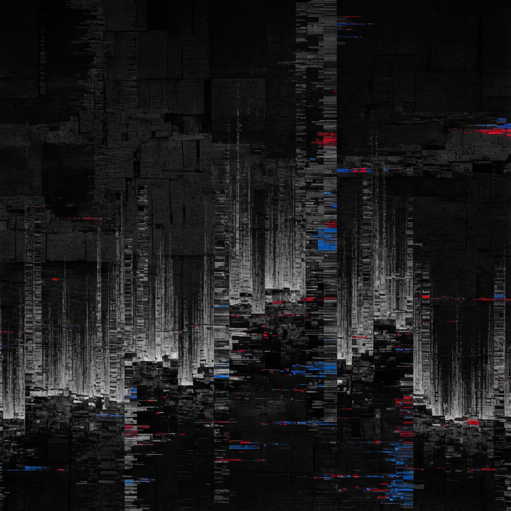 Pixel Sorting Void, a solo still image artwork by Astral Dream Machine. The layout is presented as a single full-frame image.