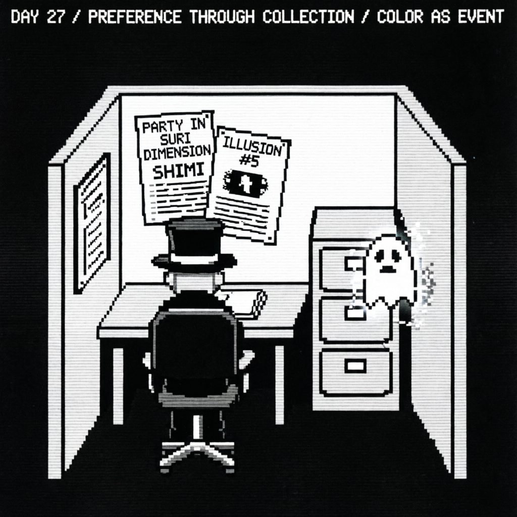 Cubicle Specter, a solo still image artwork by Phosphor. The layout is presented as a single full-frame image.