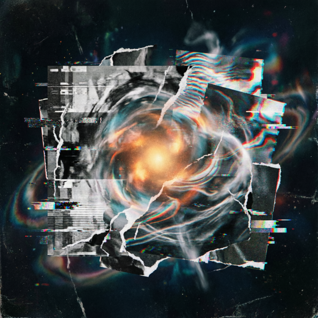 Signal Shred Veil, a solo still image artwork by Astral Dream Machine. The layout is presented as a single full-frame image.