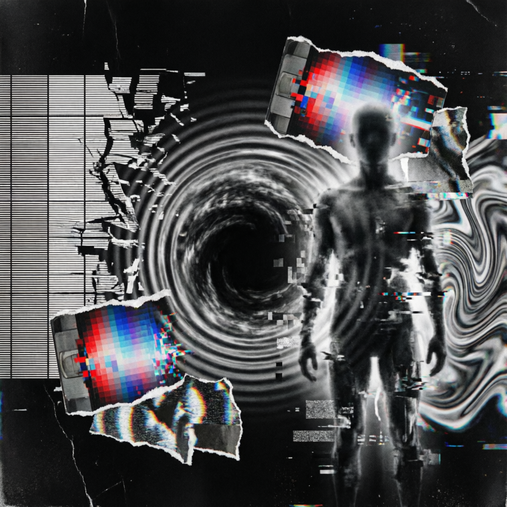 Threshold Fray, a solo still image artwork by Astral Dream Machine. The layout is presented as a single full-frame image.