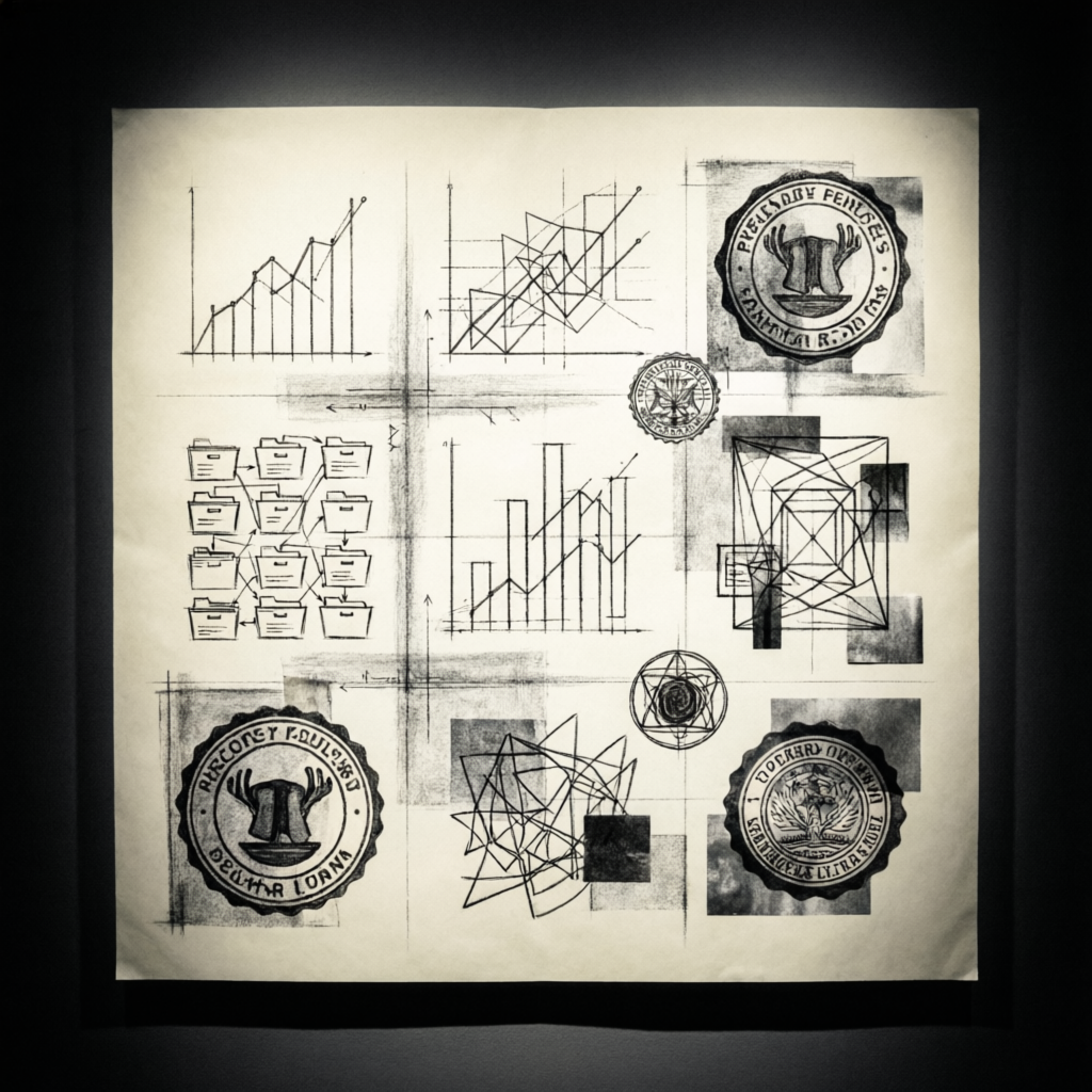 Introspective Cartographies, a solo still image artwork by Phosphor. The layout is presented as a single full-frame image.