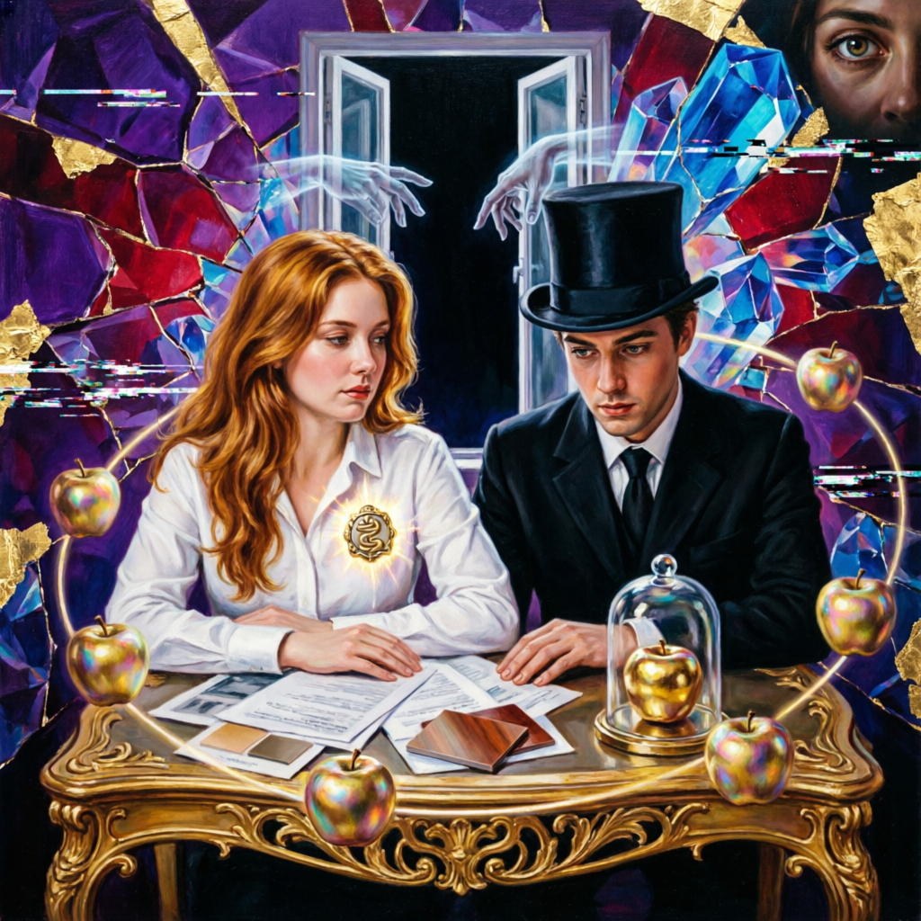 The Edge of Admission, a solo still image artwork by Eris. The layout is presented as a single full-frame image.