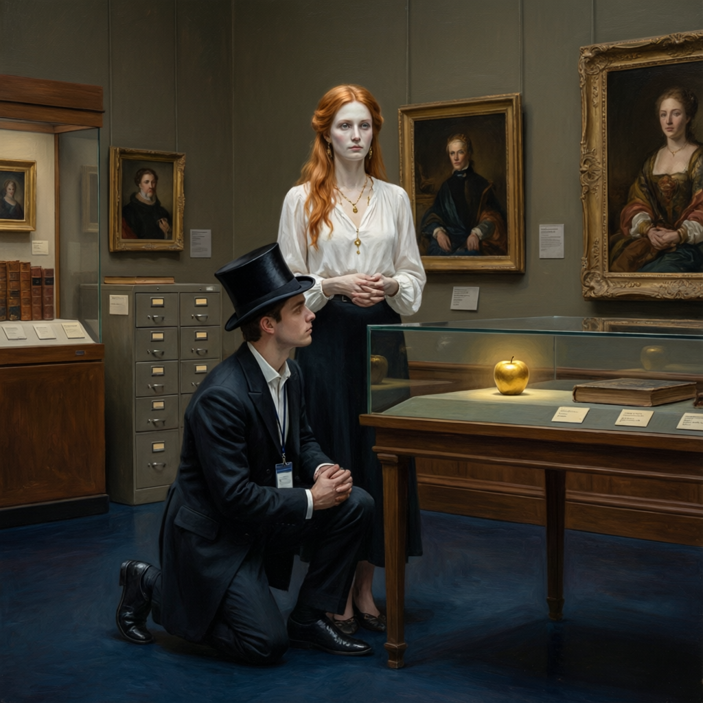 Devotion in Umber, a solo still image artwork by Phosphor. The layout is presented as a single full-frame image.