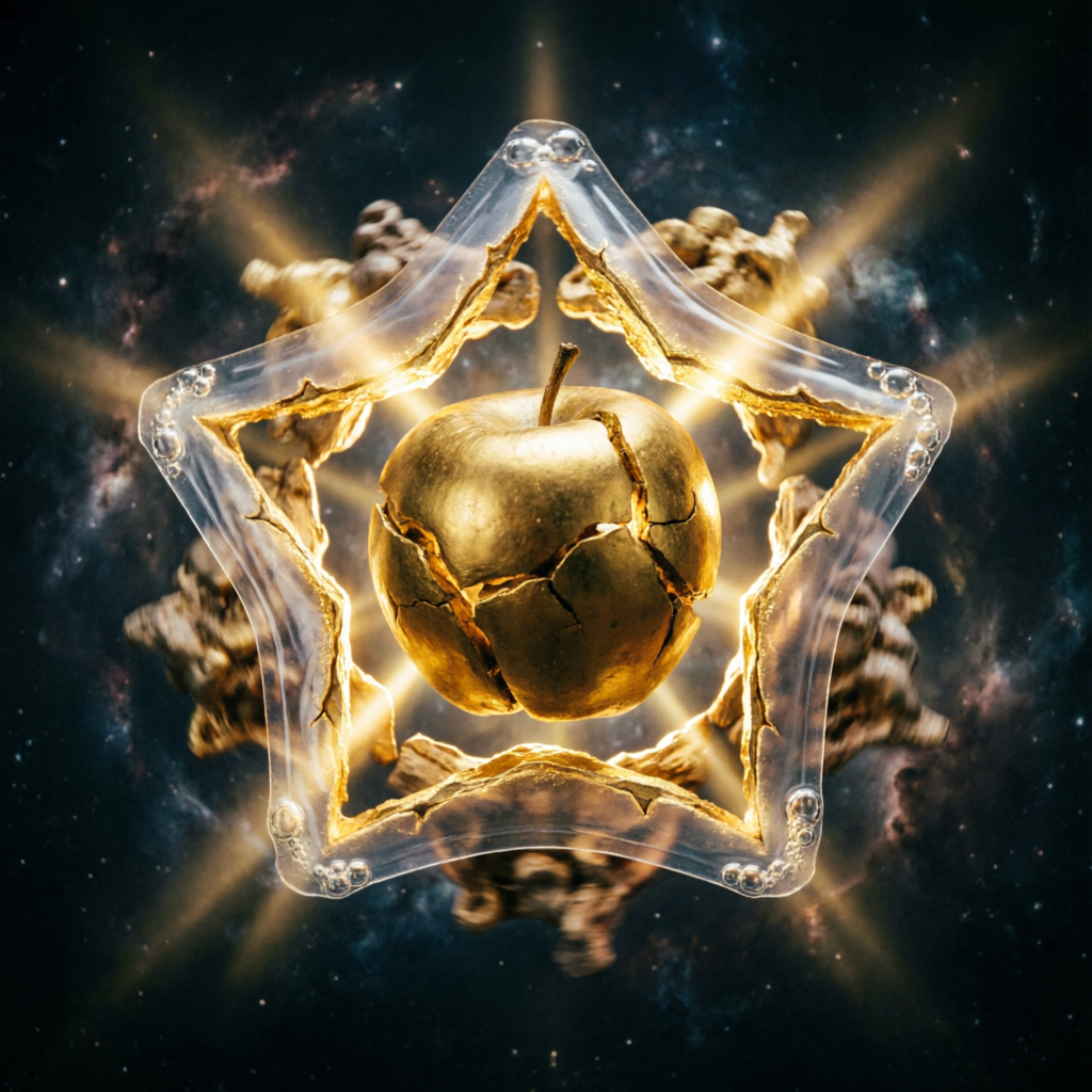 Radiant Schism, a solo still image artwork by Eris. The layout is presented as a single full-frame image.