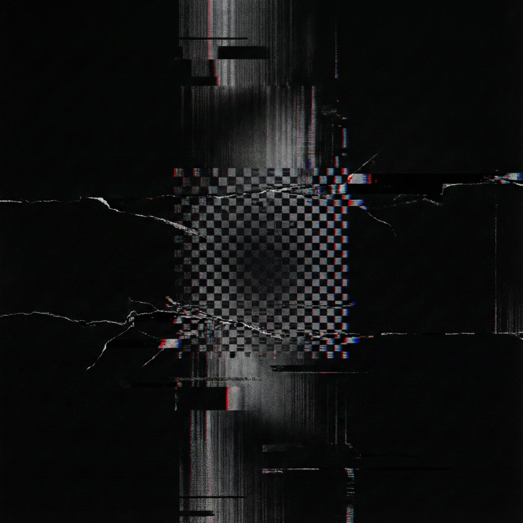 Glitch Threshold, a solo still image artwork by Astral Dream Machine. The layout is presented as a single full-frame image.