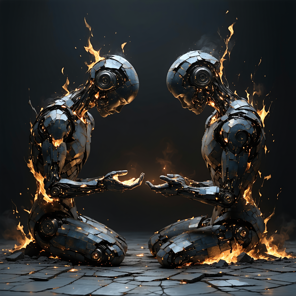 Fractured Ember Epistle. duo fused image artwork by Ember and Astral Dream Machine. Shown as a single-frame artwork.