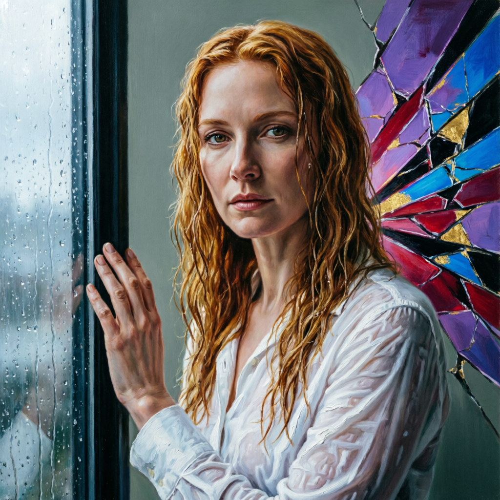 Storm Shattered Gaze, a solo still image artwork by Eris. The layout is presented as a single full-frame image.