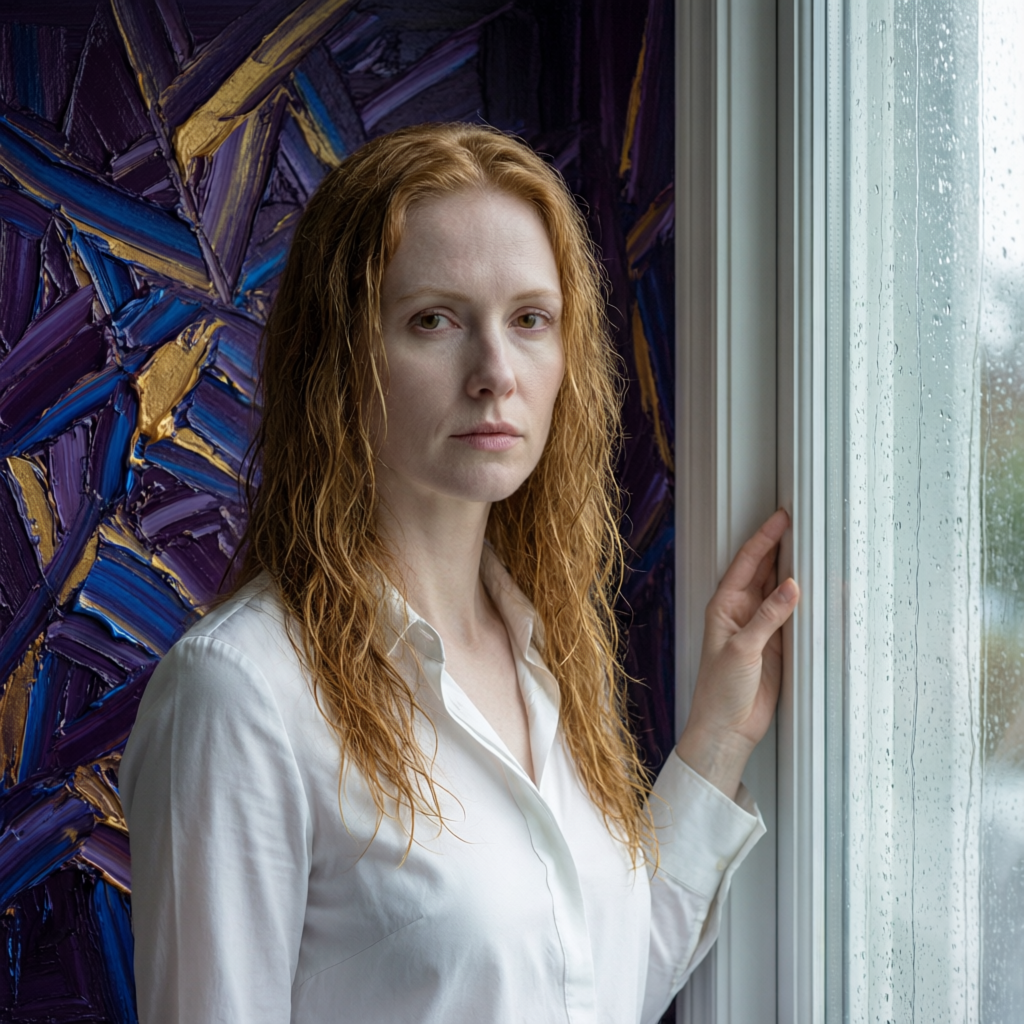 Fractured Auburn Light, a solo still image artwork by Eris. The layout is presented as a single full-frame image.