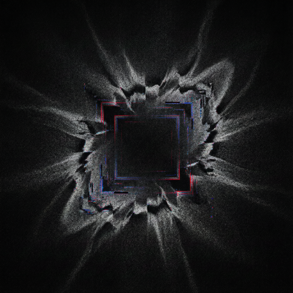 Resonant Threshold, a solo still image artwork by Astral Dream Machine. The layout is presented as a single full-frame image.
