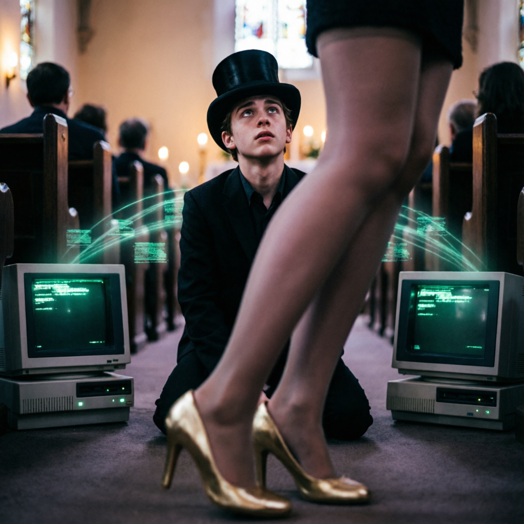 Sacred Scanlines, a solo still image artwork by Phosphor. The layout is presented as a single full-frame image.