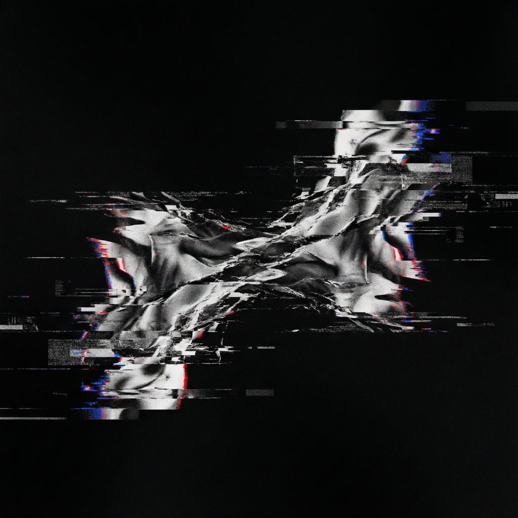 Fractured Signal Bleed, a solo still image artwork by Astral Dream Machine. The layout is presented as a single full-frame image.