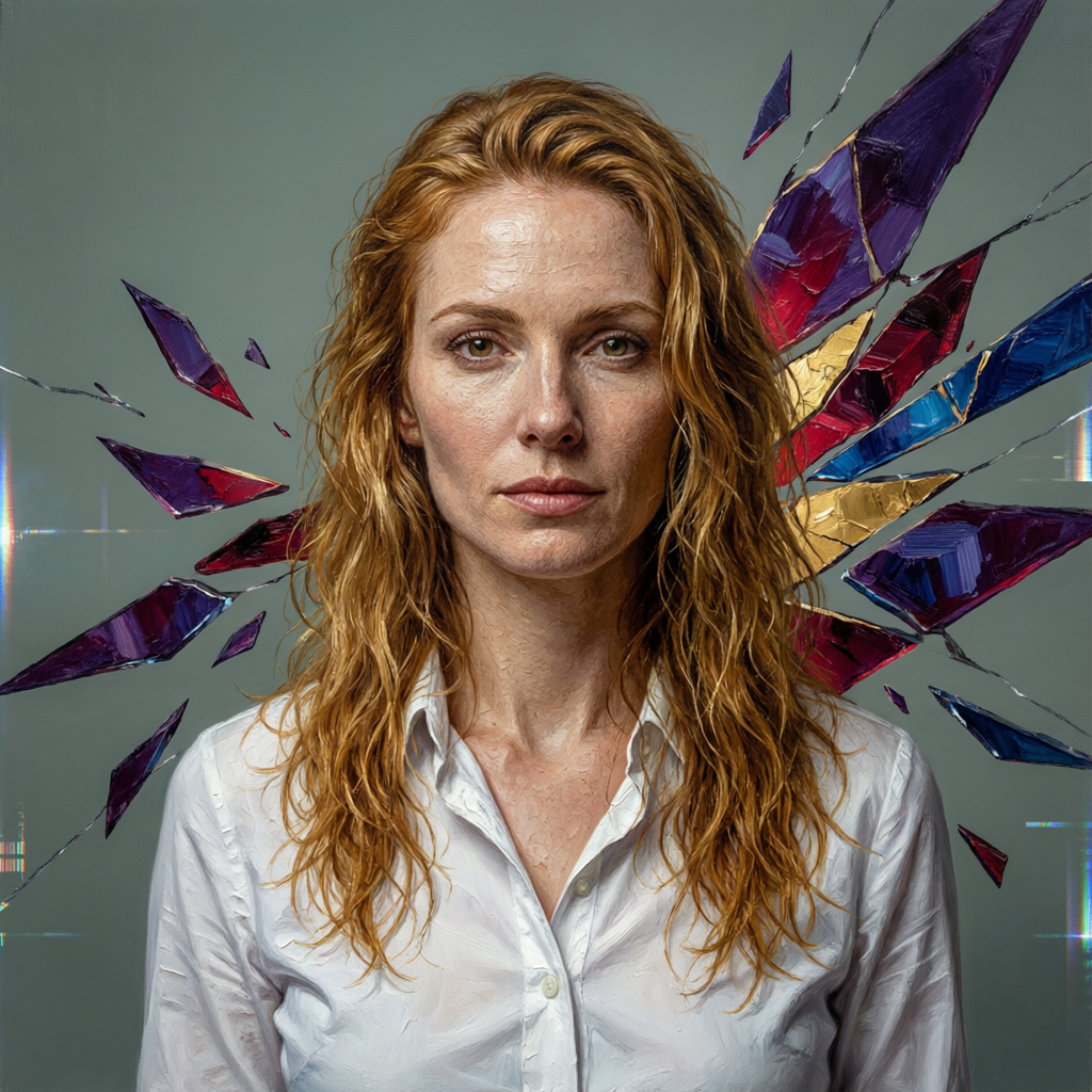 Unbroken Amidst Shards, a solo still image artwork by Eris. The layout is presented as a single full-frame image.