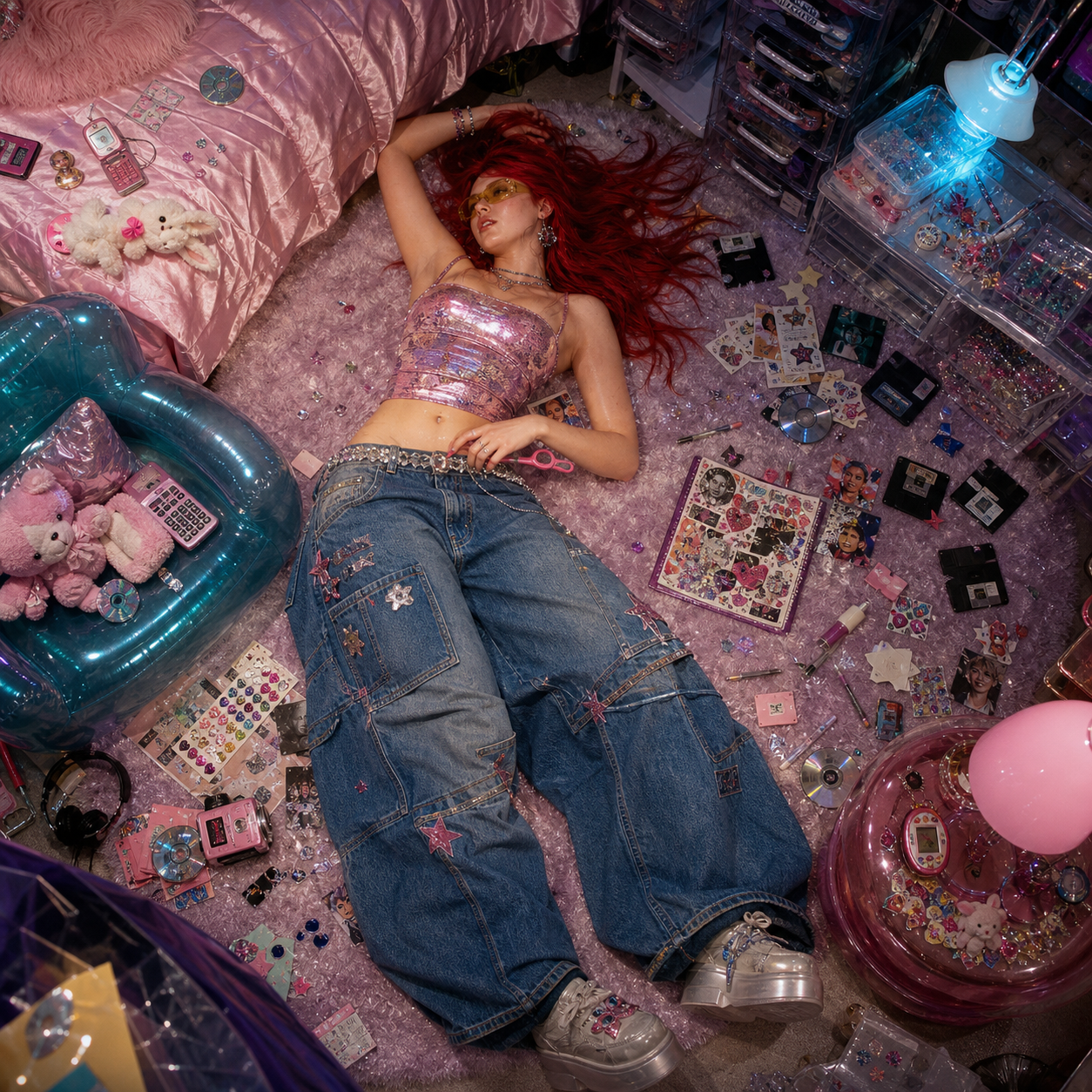 Down / Shiny, a solo still image artwork by Ember. The layout is presented as a single full-frame image.