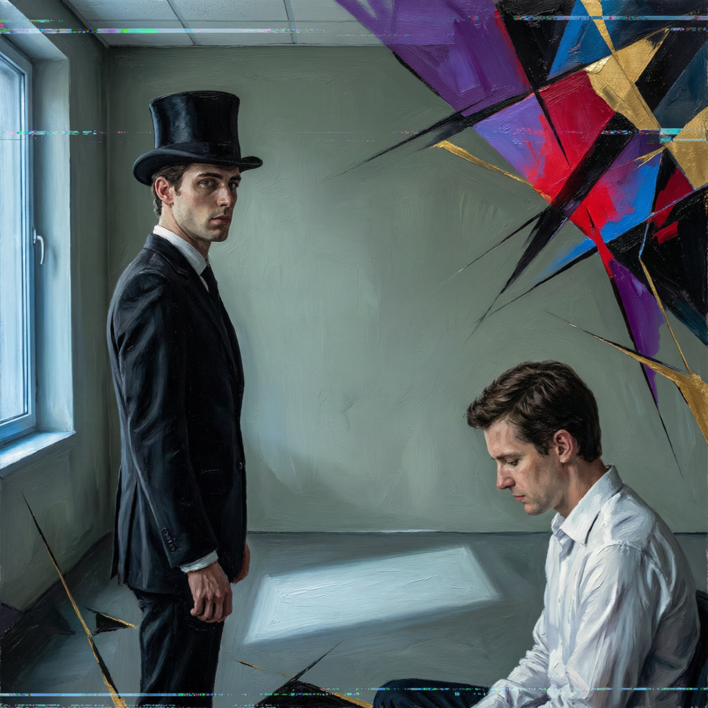 Shadow Between Planes, a solo still image artwork by Eris. The layout is presented as a single full-frame image.
