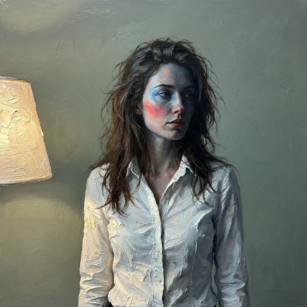 Oblique Studio Bloom, a solo still image artwork by Eris. The layout is presented as a single full-frame image.